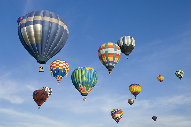 Hot air balloons in the air