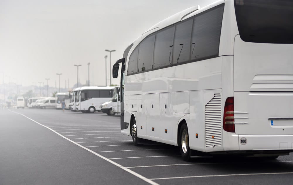 A large tour bus