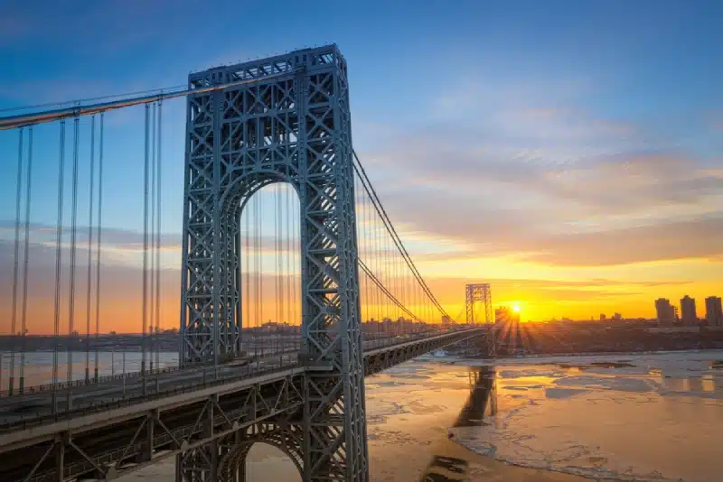 George Washington Bridge Pictured at Sunset