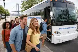 Boarding Boarding a Metropolitan Shuttle bus