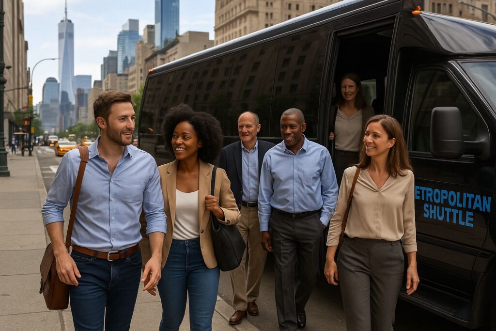 Manhattan Charter Bus boarding