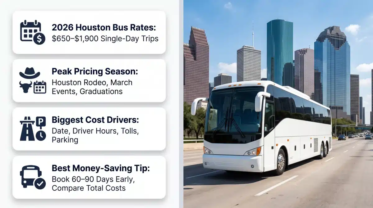 Houston charter bus costs (2026): real prices from real trips